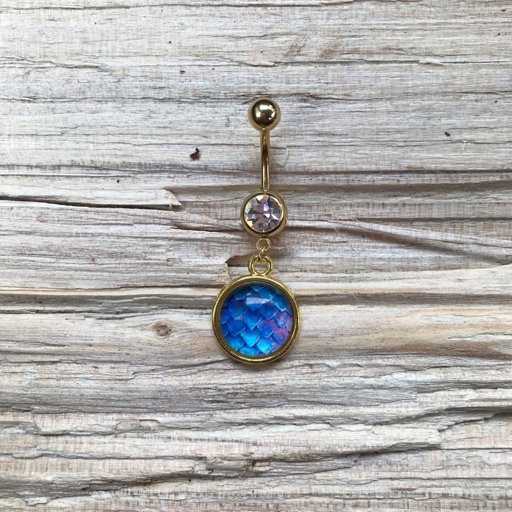 Gold Dragon Scale Belly Button Ring